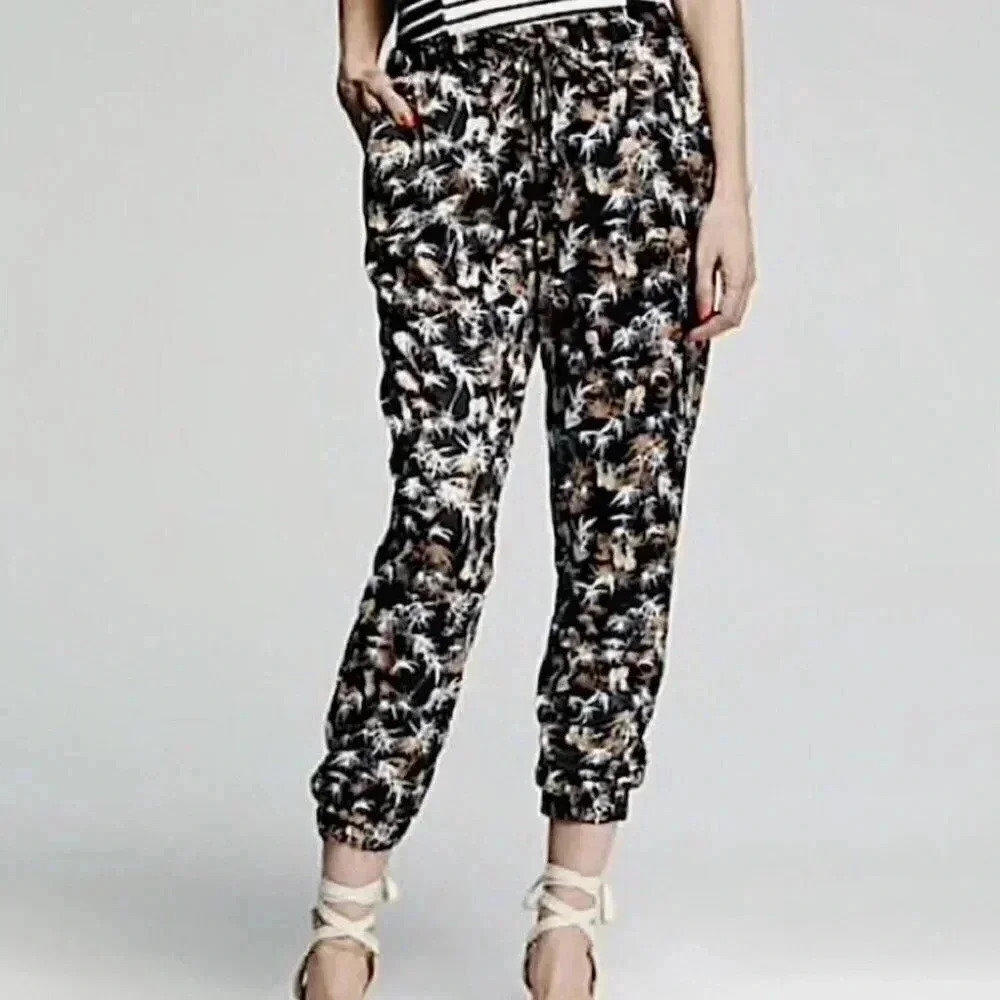 Peter Som Silky Pineapple Print Jogger Pants